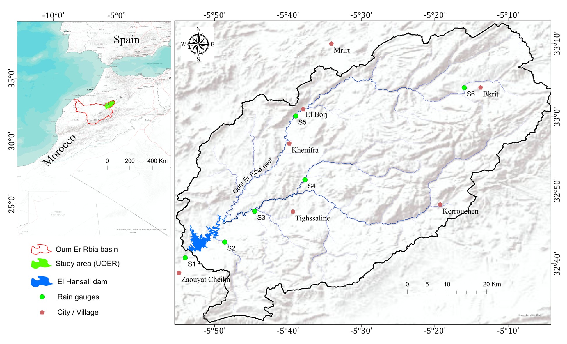 Figure 1. Location of the Upper Oum Er-Rbia basin.