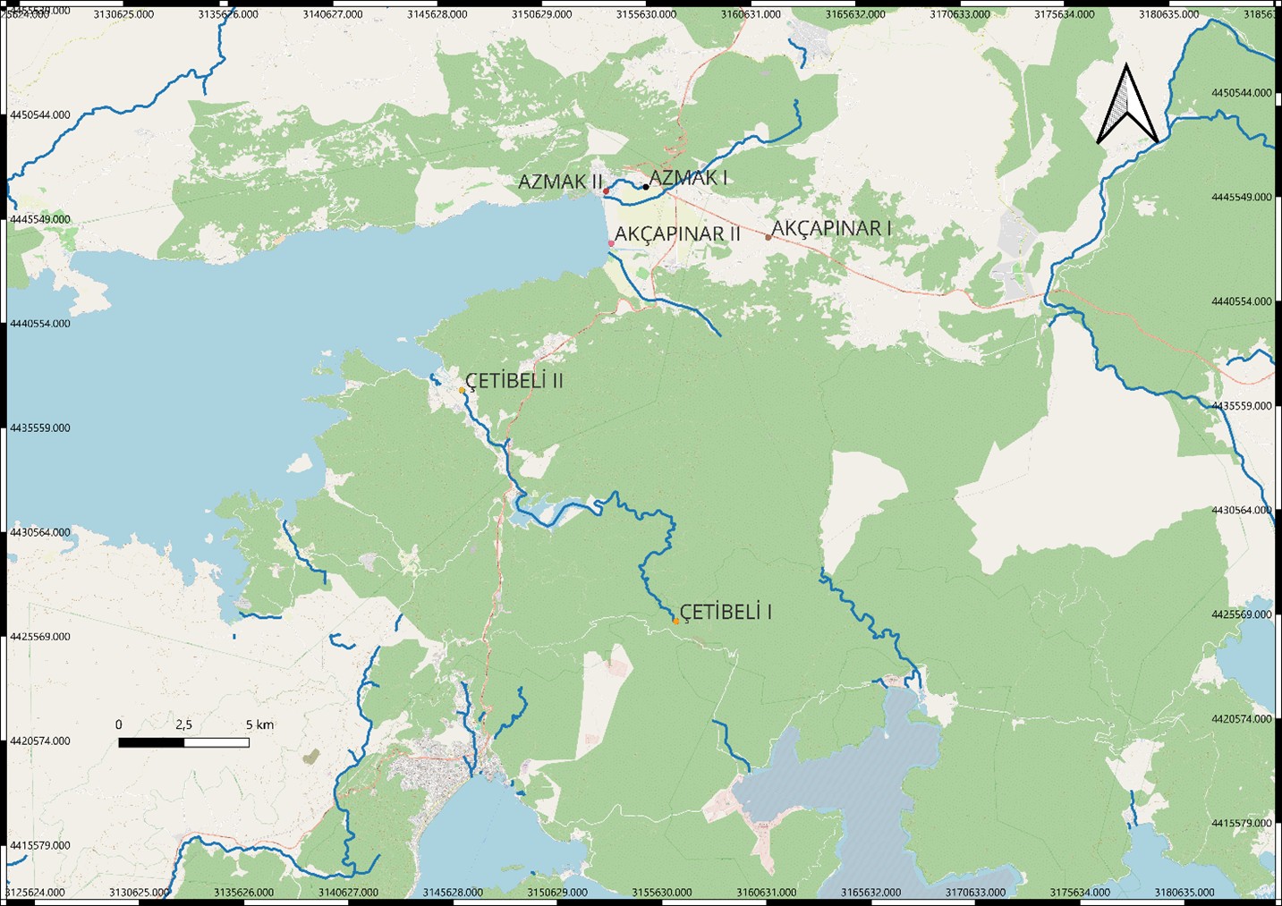 Figure 1. Study area and sampling stations in G&ouml;kova Bay, T&uuml;rkiye.