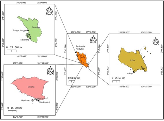 Figure 1. The sampling sites of jellyfish in the coastal areas from the present study. Note: The map was generated using QGIS Geographic Information System (QGIS Development Team, 2024).