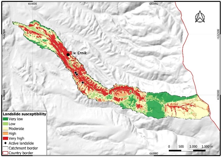 Figure 8. Landslide susceptibility map using LSI.