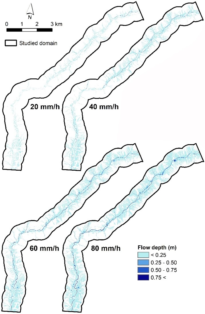 Figure 3. Hydraulically modeled flow depths used for ML training/testing.