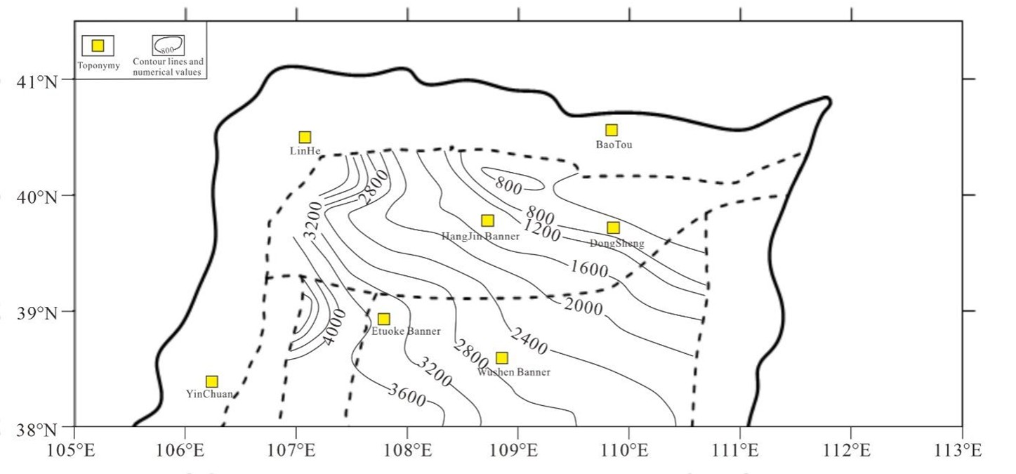 Figure 10. Depth to basement map of the study area (Yu et al., 2017).