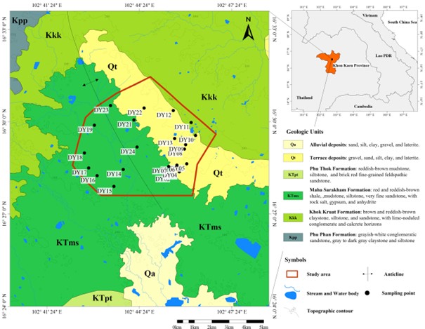 Figure 1. Geologic map and groundwater sample locations.
